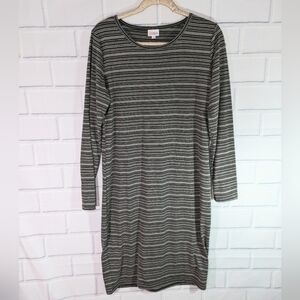 Lularoe Gray/Black Striped Debbie Knit Dress